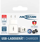Ansmann HomeCharger HC218PD 1001-0111 USB-oplader 3000 mA 2 x USB 2.0 bus A, USB-C bus Thuis