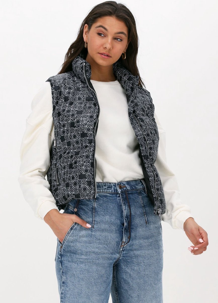 Michael Kors Outline Logo Puffer Vest Jassen Dames - Winterjas - Zwart - Maat S