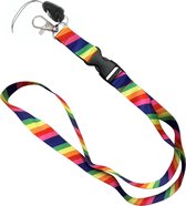 Fako Bijoux® - Keycord Print - Lanière - Lanière - Porte-Badge - 51cm - 20mm - Rainbow Oblique Striped