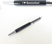 Pen Met Diamantjes En Gravering - I Love Basketbal