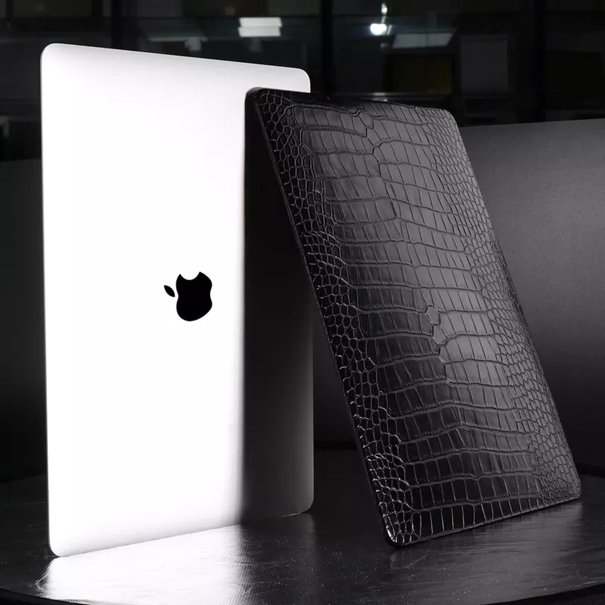 Beschermende Zwarte Krokodil Lederen Hard Case voor MacBook Pro 13.3 A1706/A1708/A1989/A2159/A2251/A2289/A2338-Harde hoes voor Macbook