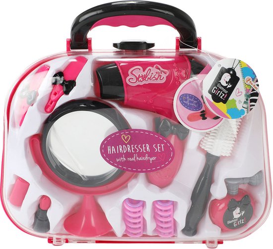 Coffret Cheveux Fille Ensemble Salon De Coiffure Pour Enfants | Sèche- Cheveux, Maquillage | Jouet Éducatif 4+ Ans Kit Coiffeur Enfant