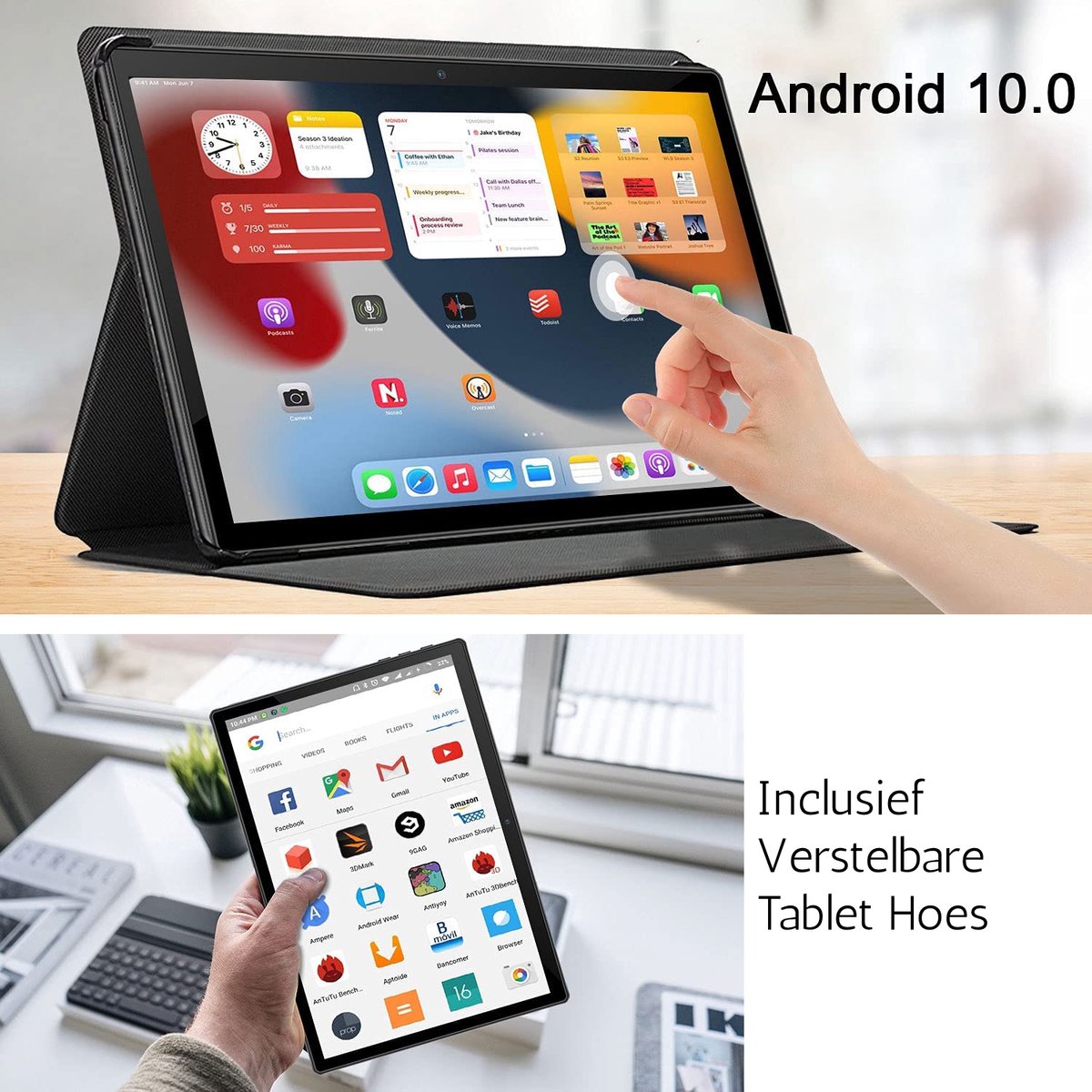 Tablette Tactile avec Clavier et Souris et Cas, Android Google GMS Tablette  10 Pouces, 4 Go