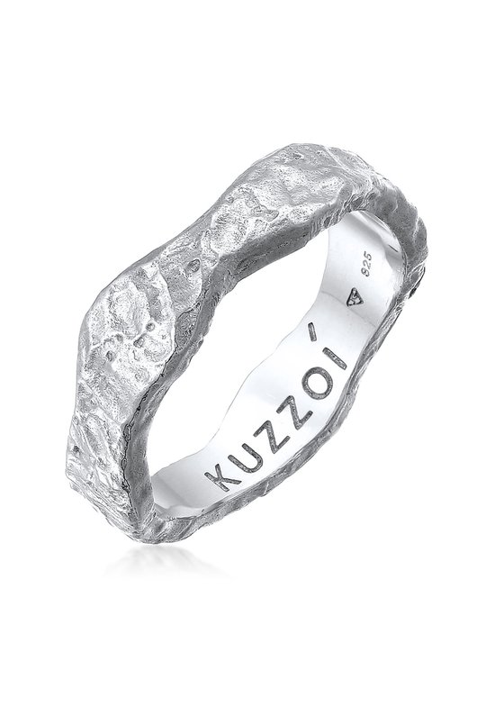 KUZZOI Bagues Homme Bague Homme Structure Organique en Argent Sterling 925