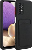 Samsung A52/A52s Hoesje met pasjeshouder - Samsung Galaxy A52/A52s hoesje zwart siliconen case cover met kaarthouder