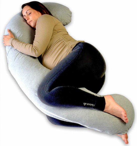Ella® Zwangerschapskussen XXL J-vorm - Body Pillow - 155cm - Lichtgrijs