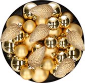 Kerstversiering kunststof kerstballen goud 6-8-10 cm pakket van 50x stuks - Kerstboomversiering