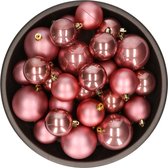 Décorations de Noël de Noël Boules de Noël en plastique vieux rose 6-8-10 cm paquet de 22x pièces - Décorations Décorations pour sapins de Noël