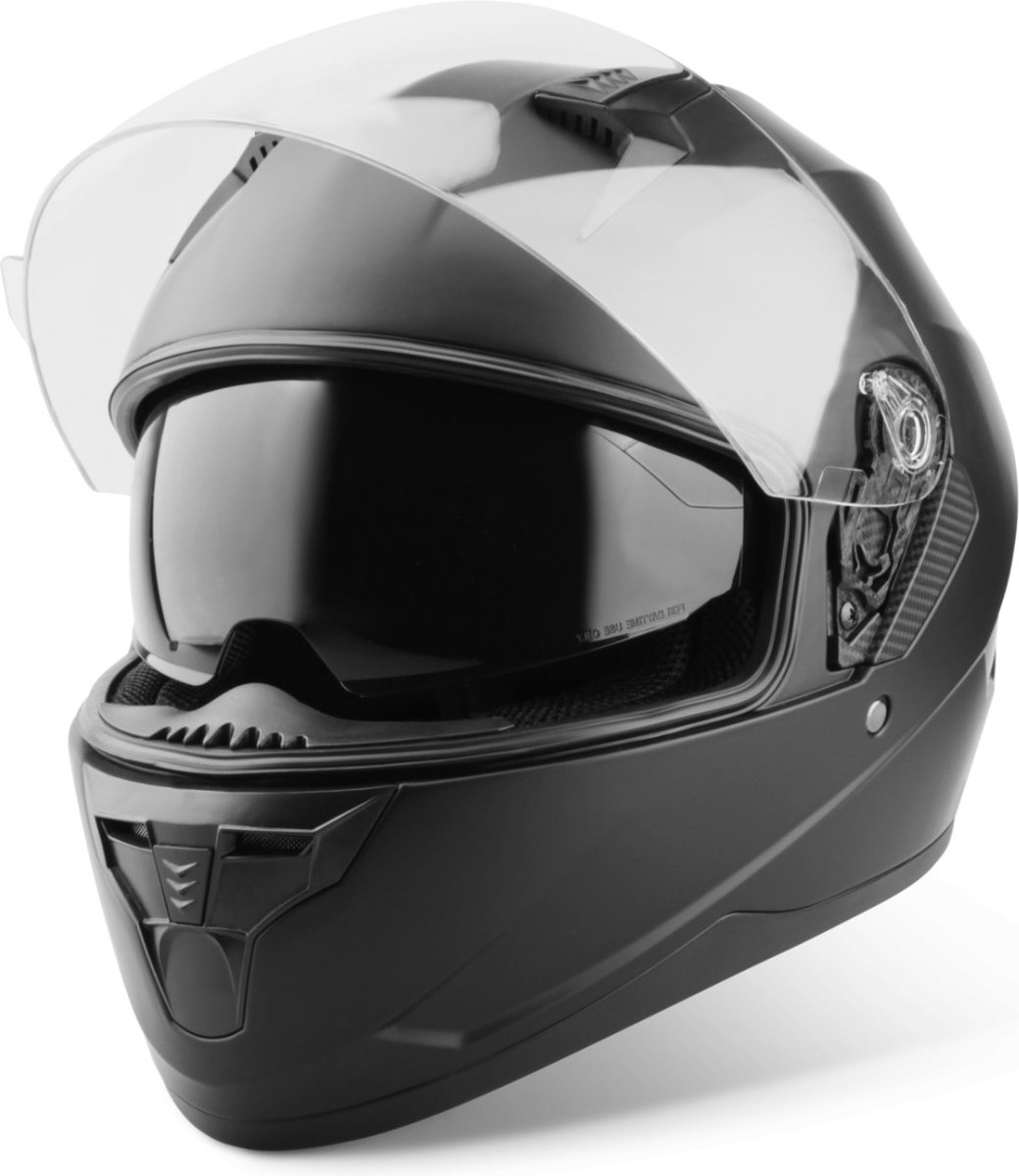 VINZ Kennet Integraalhelm met Zonnevizier / Motorhelm / Scooter helm / Brommerhelm – Mat Zwart