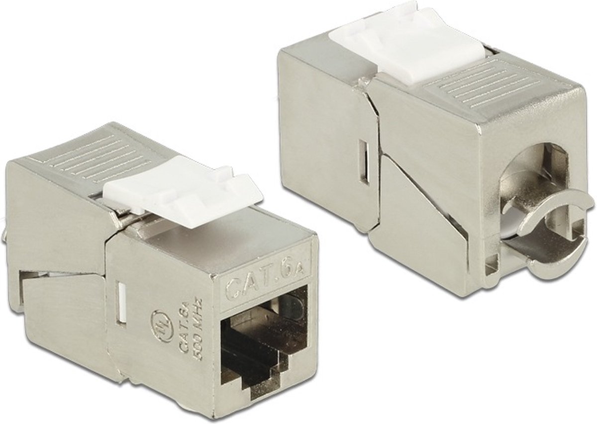 STP CAT6a 10 Gigabit Keystone module RJ45 - LSA (toolless) - compact / gegoten zink