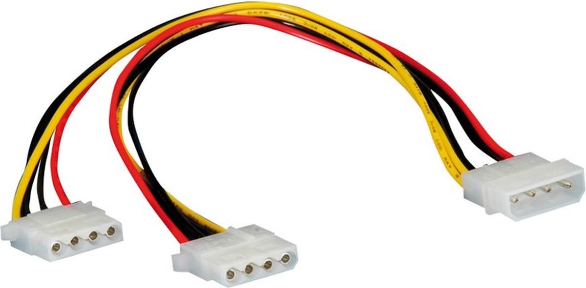 Molex (m) - 2x Molex (v) splitter - 0,30 meter