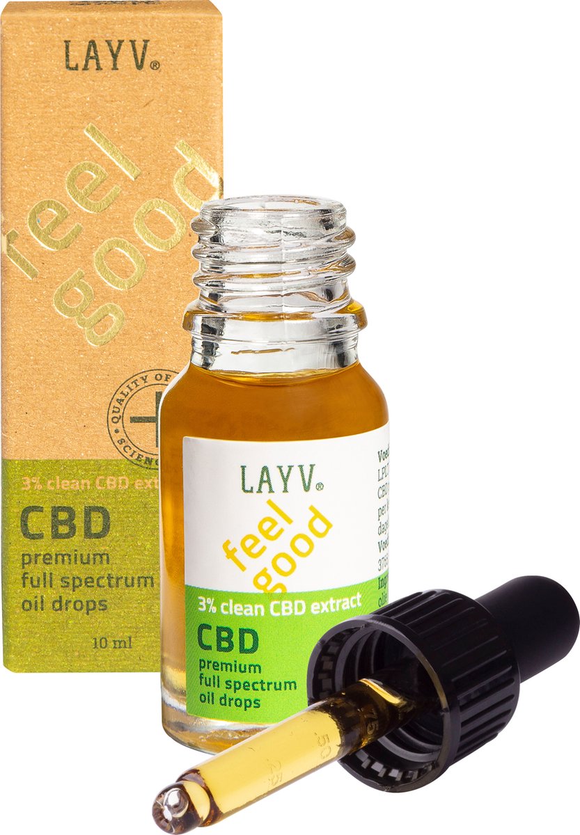 Goedkoopste LAYV® CBD Olie 3 [300 mg] Full Spectrum Druppels - Natuurlijk Extract met Terpenen - Milde Smaak - Vegan - Hennep Olie
