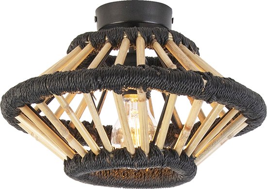 QAZQA evalin - Oosterse Plafondlamp - 1 lichts - Ø 30 cm - Zwart - Woonkamer | Slaapkamer | Keuken