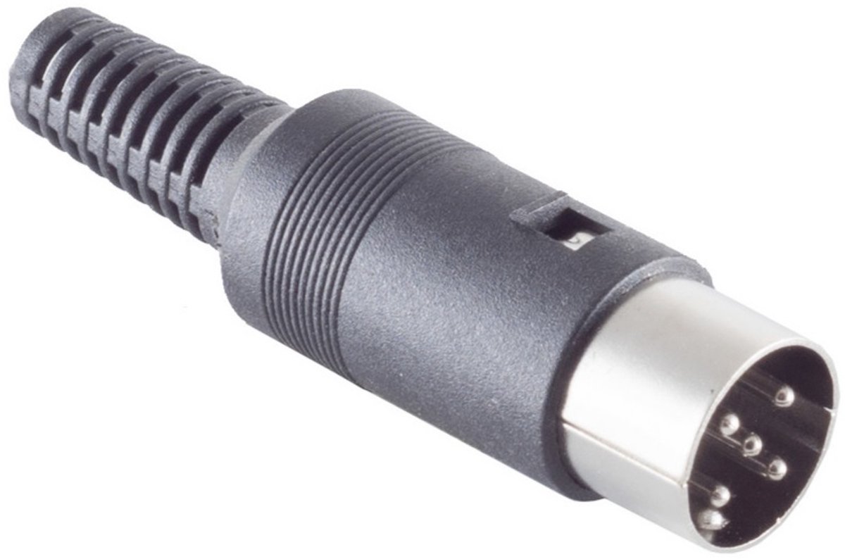 DIN 5-pins 270° (m) dobbelsteen connector / zwart