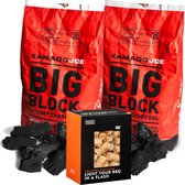Kamado Joe - 2 sachets de charbon de bois Big Block - 1 boite d'allume-feu - Pack Barbecue