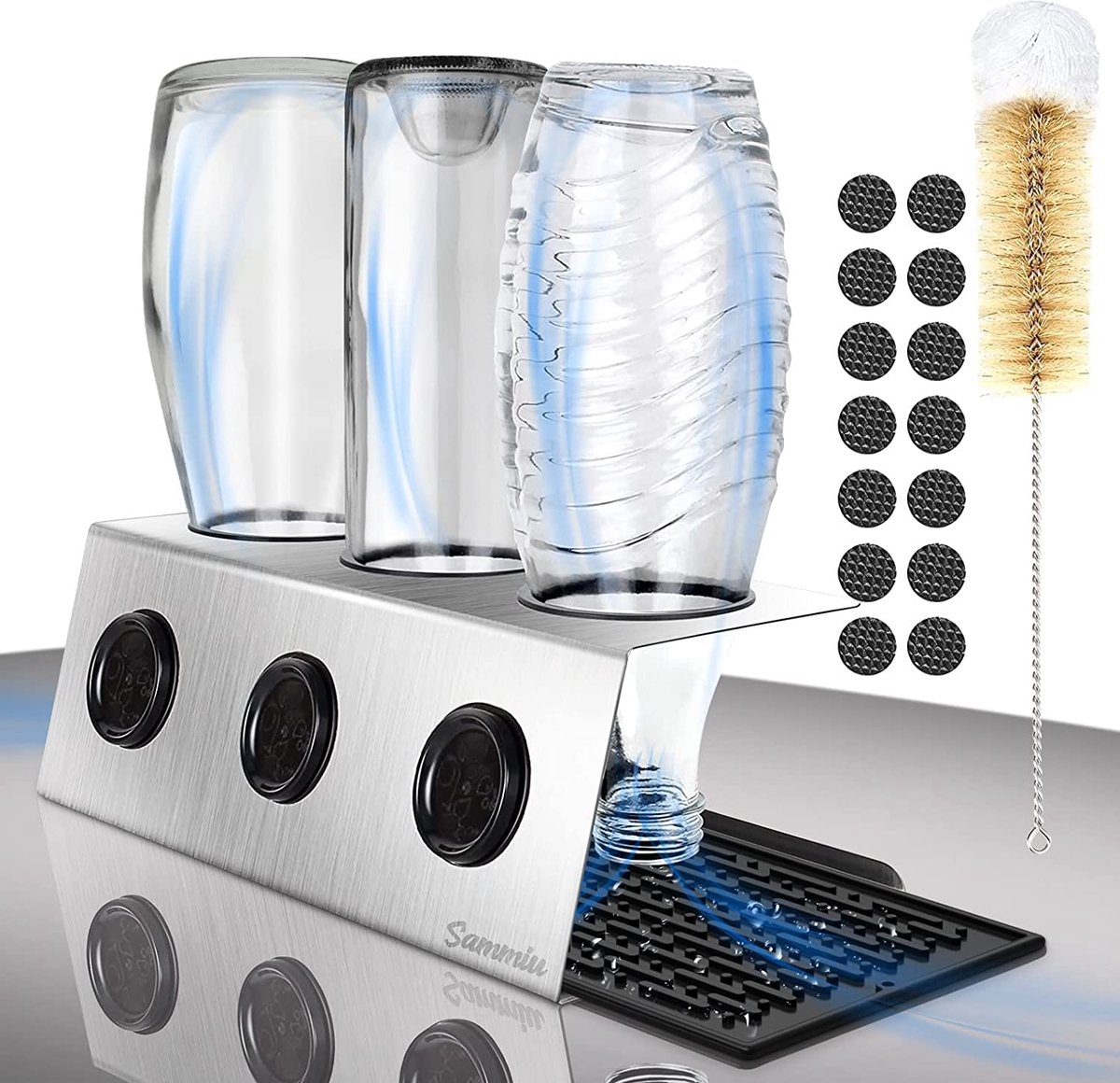 Égouttoir à Tasses En Acier Inoxydable - Support Séchage Verres à Eau, Vin - Design Stable - 3