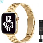 MY PROTECT® Bracelet à maillons fins en métal de Luxe pour Apple Watch Series 1/2/3/4/5/6/7/8/SE 38/40/41mm Bracelet de montre - Bracelet de montre fin en métal - Or
