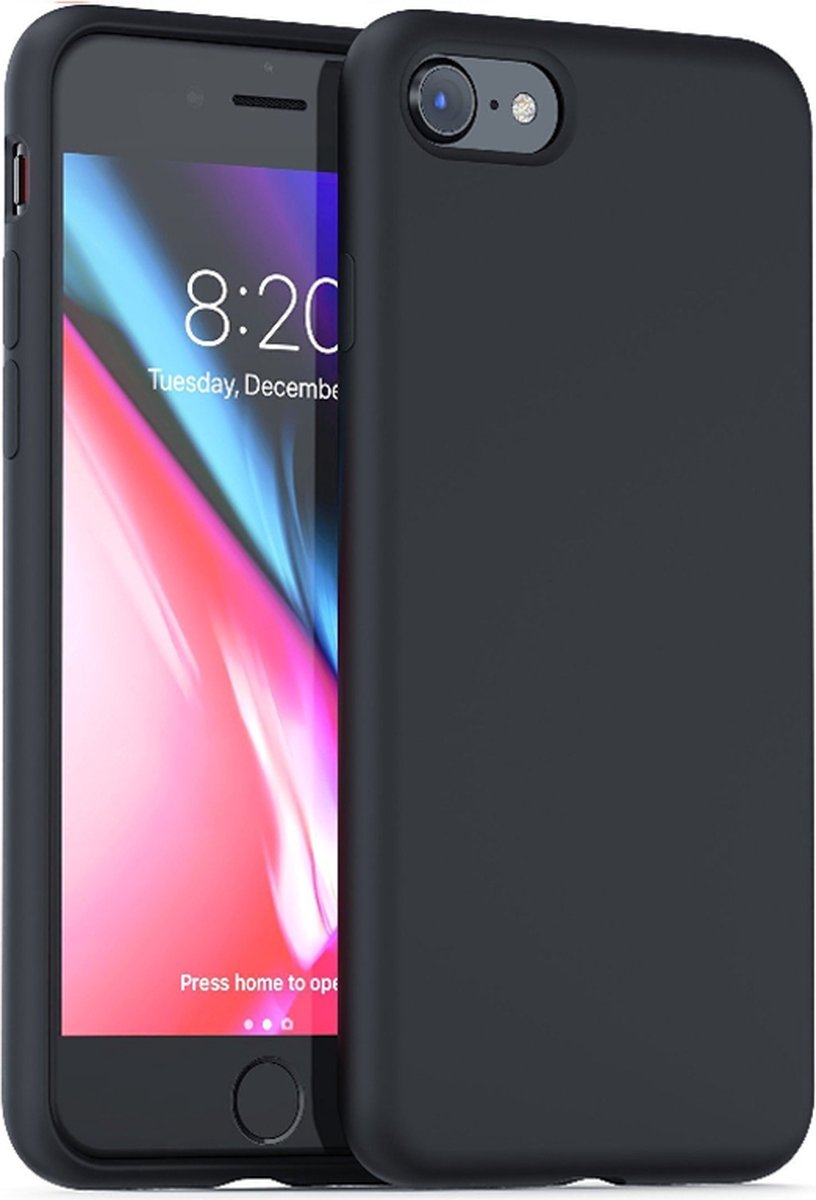 Telefoonhoesje iPhone 7 hoesje zwart - iPhone 8 hoesje zwart - iPhone se 2020 hoesje zwart siliconen case hoes cover - iPhone se 3 (2022) hoesje zwart - LuxeRoyal