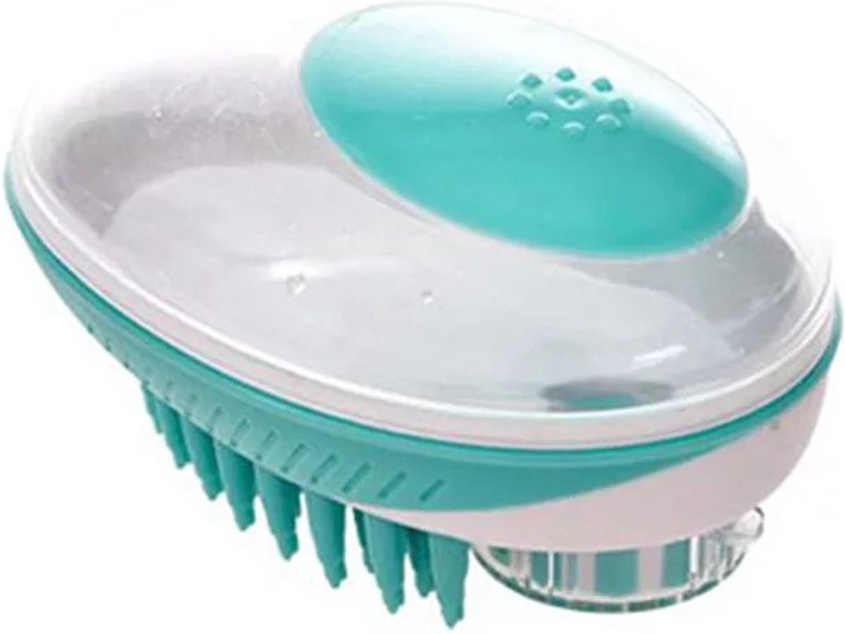 Consumerce® Premium Hondenborstel met Shampoo Dispenser Blauw | Honden Shampoo Kam | Honden Borstel Langharig en Kortharig | Hondenshampoo | Shampoo voor Honden