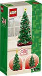 Emballage LEGO 40573 montrant les options 2-en-1 : sapin avec boules et sapin avec bougies.