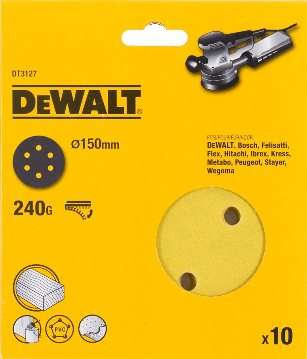 DeWALT DT3127 P240 Schuurschijf 150mm VE=10