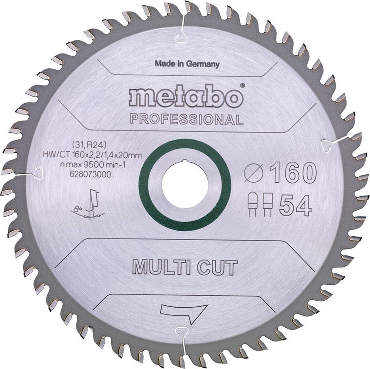 Cirkelzaagblad multi cut professional D165x2,2/1,4xB20mm Z.54 FZ/TZ 5grad neg