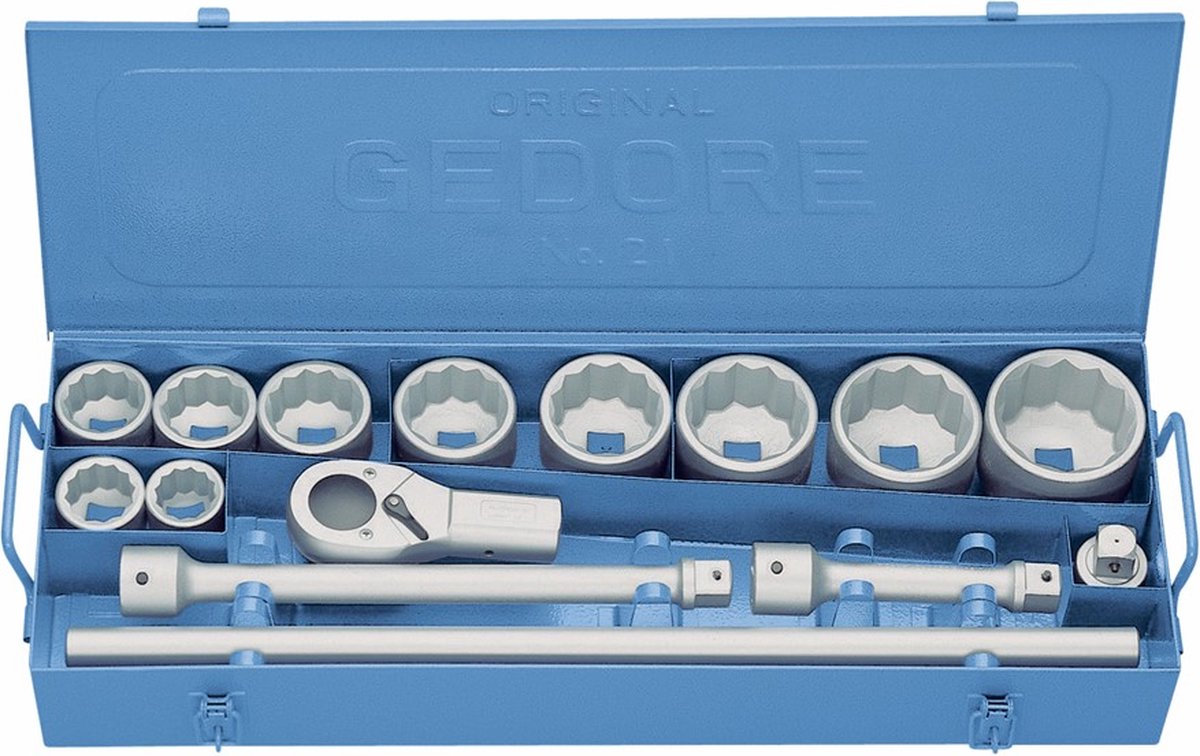 Gedore dopsleutelset D 21 EMU-10 15 st. 1" AF 36-80 mm Aanta...
