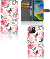 Smartphone Hoesje iPhone 14 Plus Flipcase Cadeautjes voor Moederdag Butterfly Roses