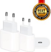 2 PACK iPhone 12 /13 Ipad USB-C Power Adapter 20W - Oplader - Snellader - Stekker - Witte USB-c adapter - Premium