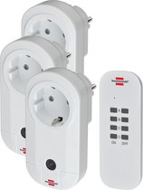 Brennenstuhl RC CE1 3001, set van 3 draadloze stopcontacten (met handzender en verhoogde aanraakbescherming) wit