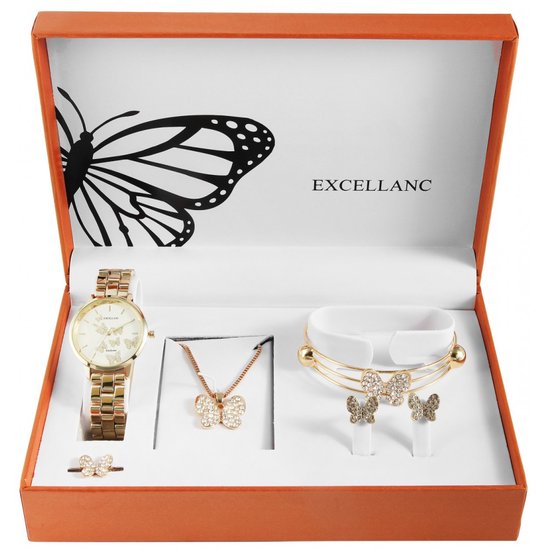 Excellanc dames sieraden set met horloge , ring , armband , oorbellen en  ketting met... | bol.com