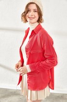 Chemisier Coton Chemise Basic Femme - Rouge Brique - Taille L
