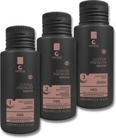 Honma Tokyo - Keratine behandeling voor krullend haar - Kit Coffee Premium Keratin - Stap 1 - Stap 2 - Stap 3 - 3x100ml