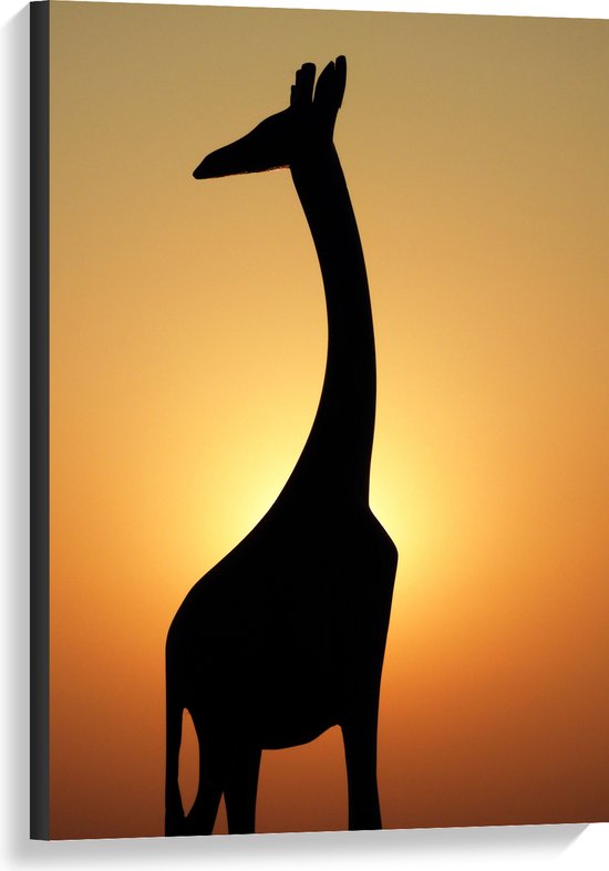 WallClassics - Canvas  - Silhouette van Giraf voor Zonsondergang - 60x90 cm Foto op Canvas Schilderij (Wanddecoratie op Canvas)