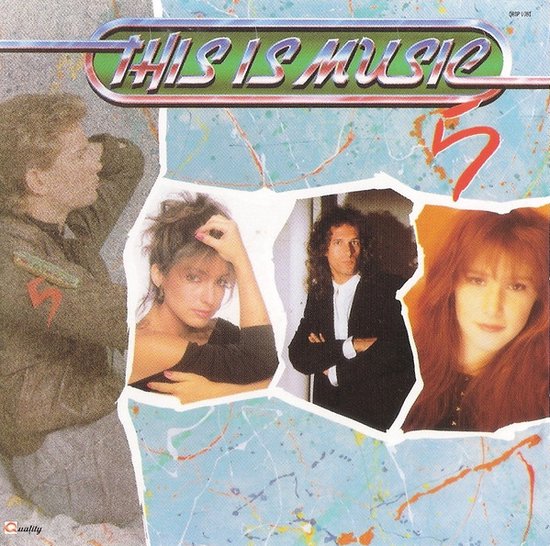 Dit is Muziek 5 albumhoes met drie portretten van artiesten en de tekst 'This Is Music 5'.