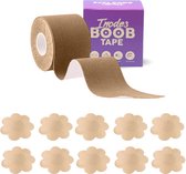 Boob tape 5 Meter (5,0 cm breed) - bruin - Plak BH - Strapless BH + Inclusief 10 tepelcovers