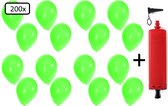 200x Ballonnen groen + ballonpomp - Ballon carnaval festival feest party verjaardag landen helium lucht thema