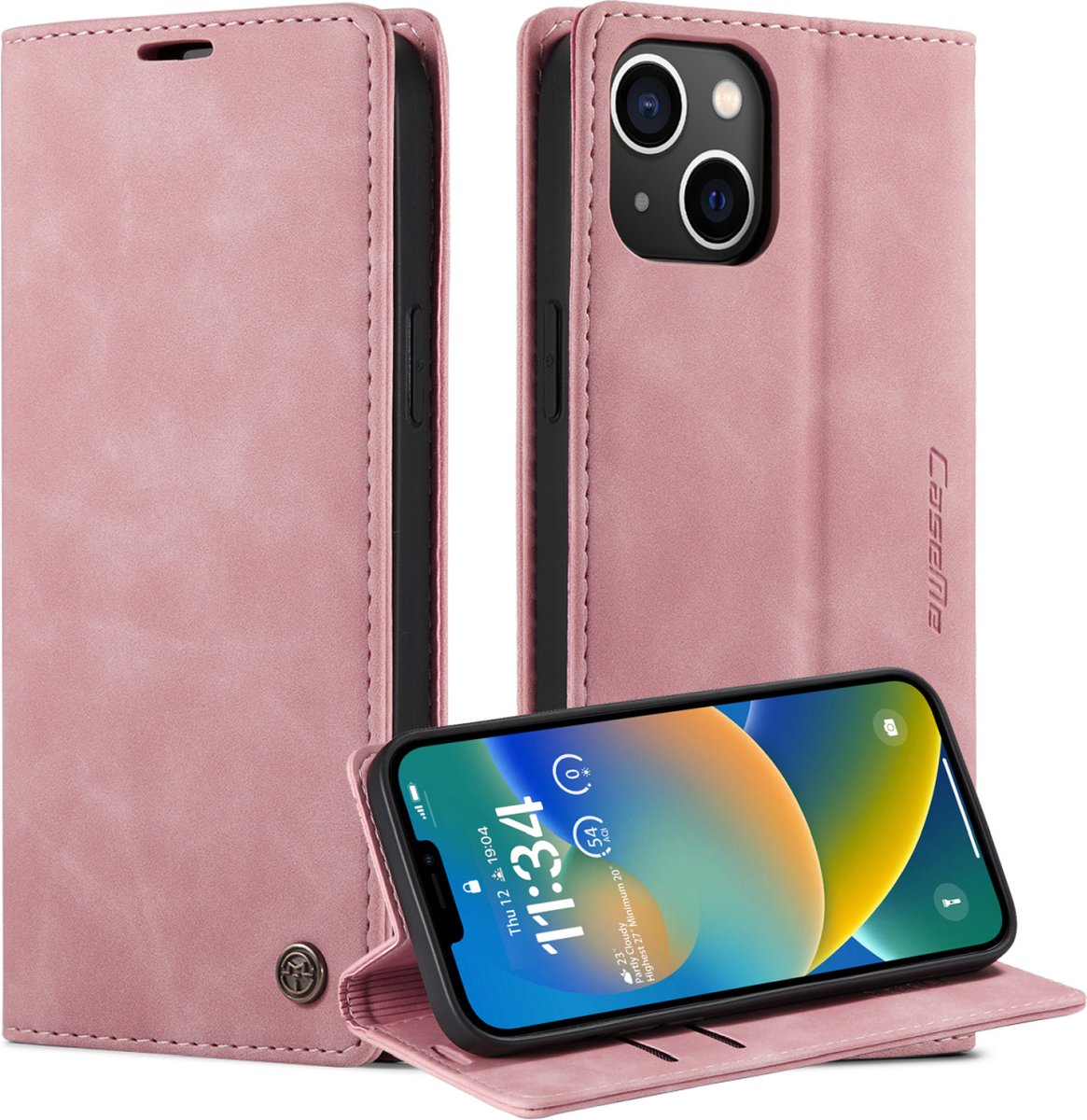 Caseme Retro Wallet Case hoesje geschikt voor iPhone 14 Plus - roze