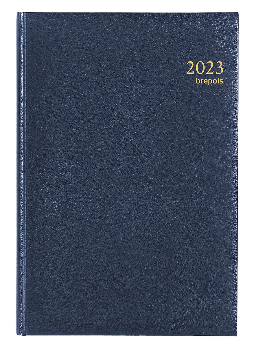 Brepols Agenda 2023 - Minister - Uitgestanste maandtabs - Lima - Kunstleder - 14,8 x 21 cm - Blauw