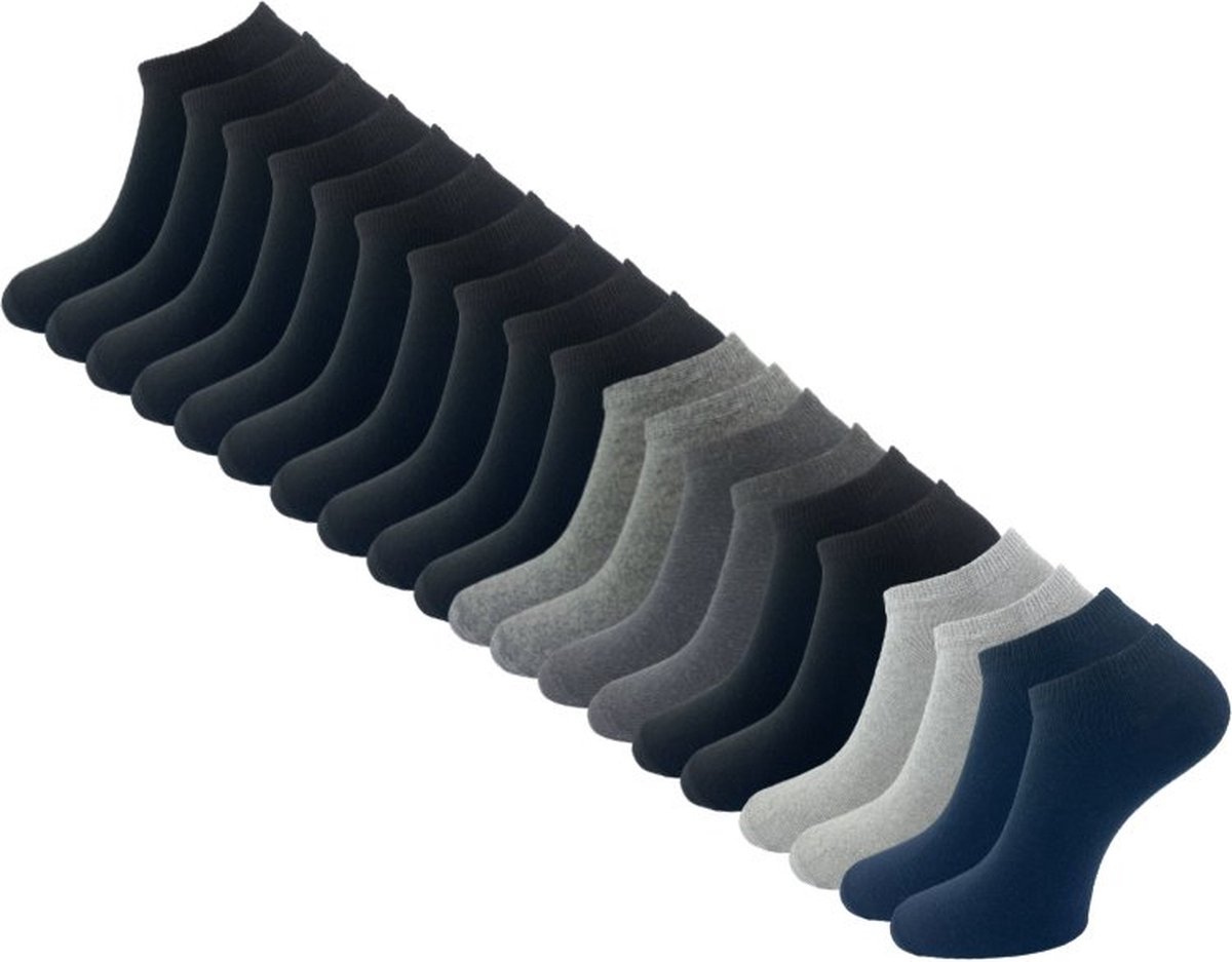 20 paar Sneakersokken - VANSENZO® - Basic - Mix - Maat 35-38