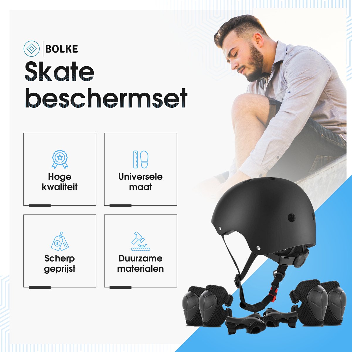 BPS® - Set de protection skate - Set de protection roller - Protection  skate - Casque