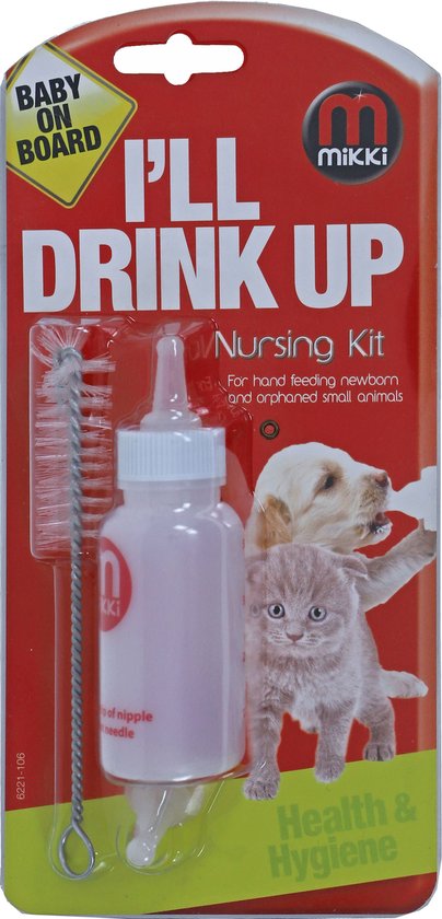 Mikki - Nursing kit - Puppy/Kitten Zuigfles - Drinkfles - Kleur: wit/transparant