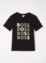 HUGO BOSS BOSS T-shirt met logoprint - Zwart - Maat 164