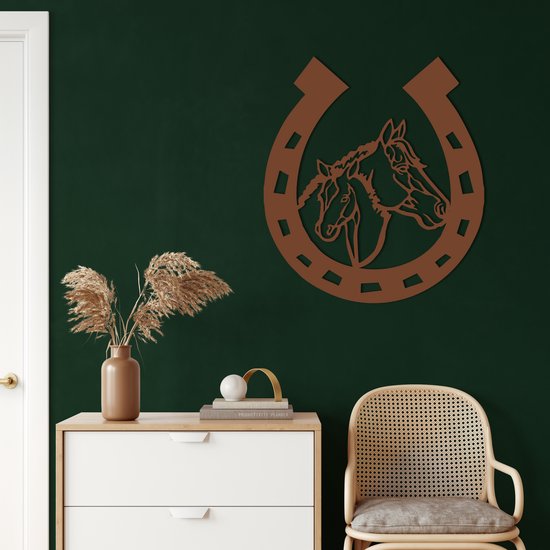 Décoration murale |Fer à cheval |fer à cheval | Métal - Art mural | Décoration murale | Salle de séjour | Decor extérieur |Bronze| 38x45cm
