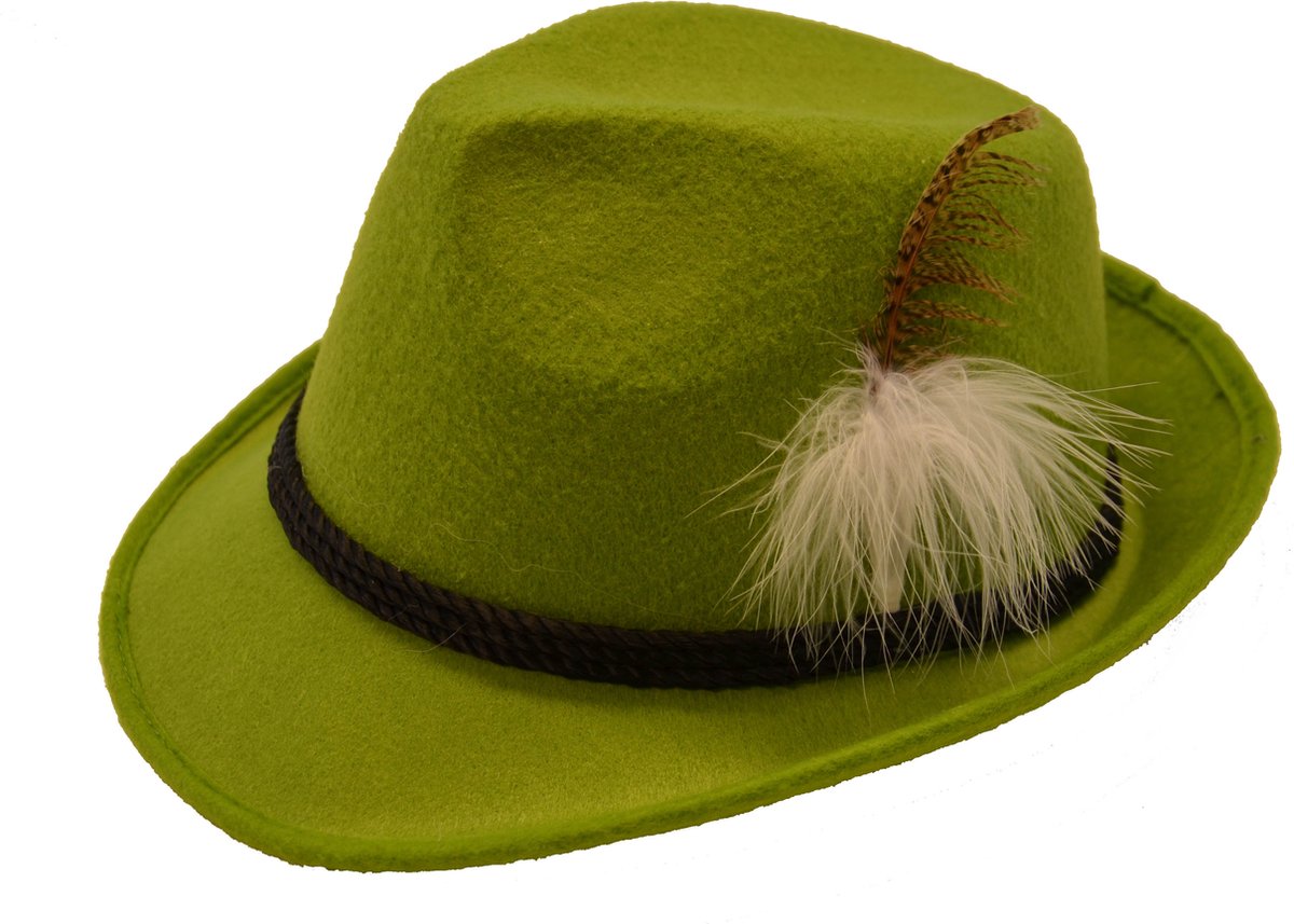 Partychimp Tiroler Hoed Deluxe Oktoberfest voor bij Carnavalskleding Heren Carnavalskleding Dames Carnaval Accessoires Verkleedkleren voor Volwassenen - Groen - Vilt