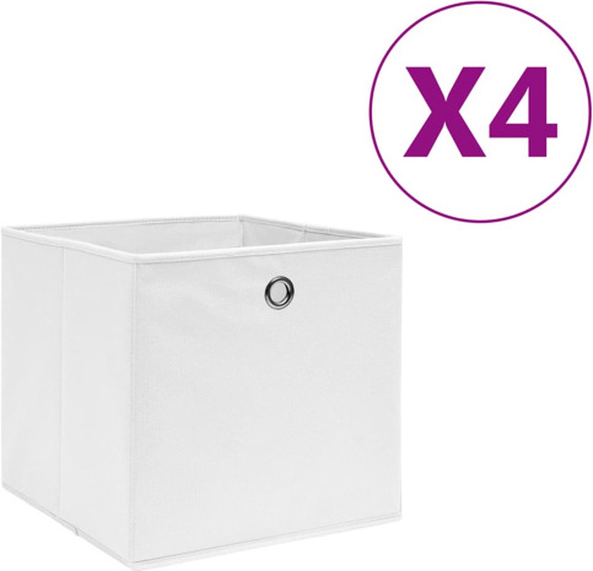 vidaXL Opbergboxen 4 st 28x28x28 cm nonwoven stof wit