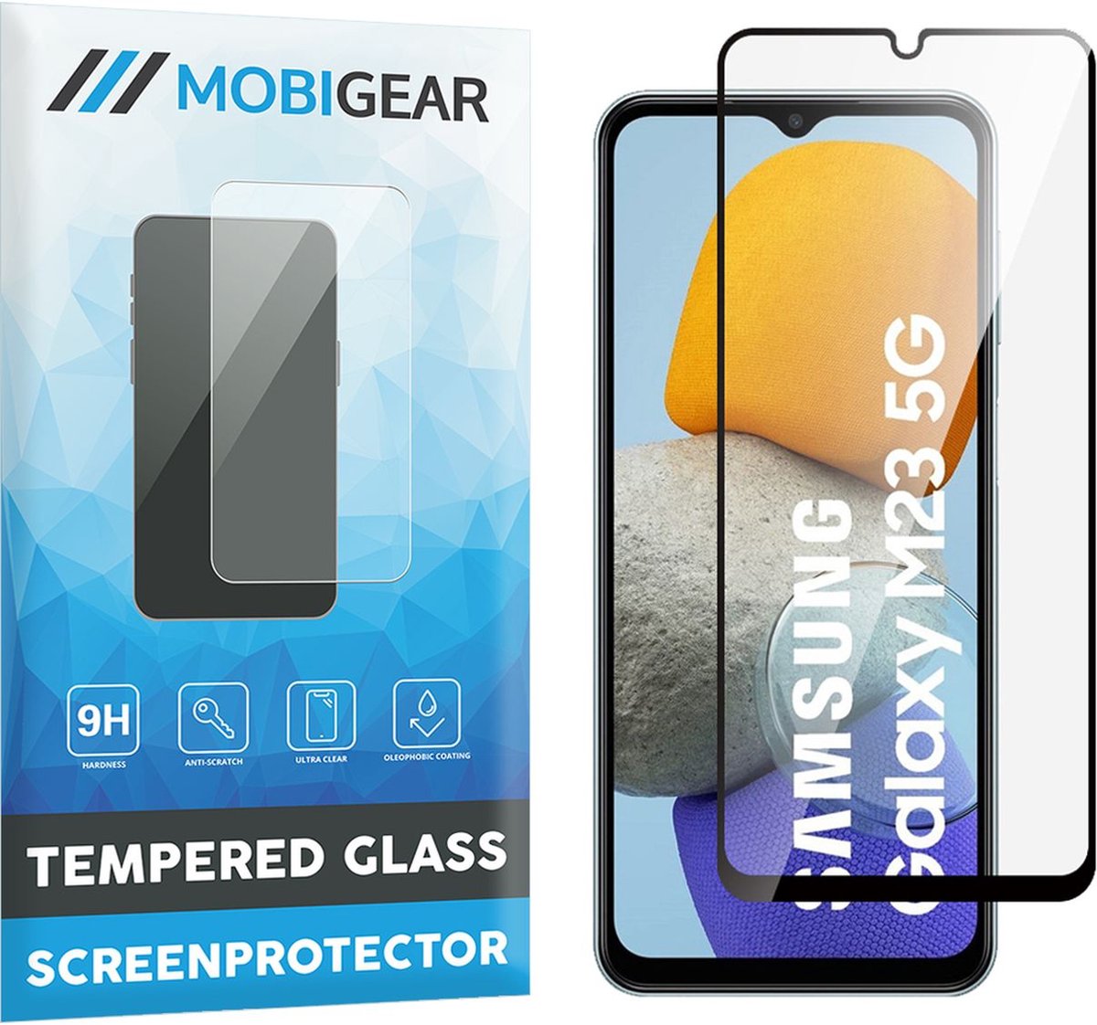 Mobigear Screenprotector geschikt voor Samsung Galaxy M23 Glazen | Mobigear Premium Screenprotector - Case Friendly - Zwart