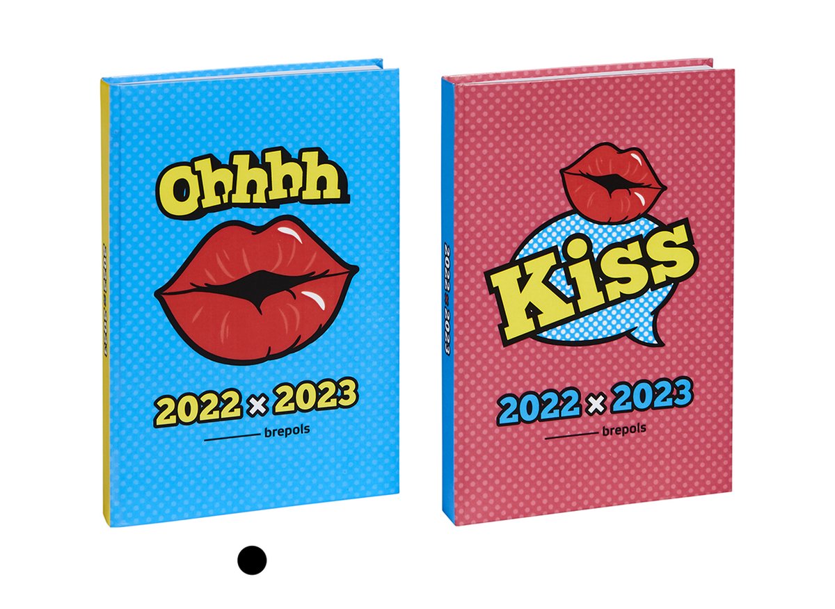 Brepols Schoolagenda 2022-2023 - LOVE & KISSES - Blauw - Dagoverzicht - 11,5 x 16,9 cm