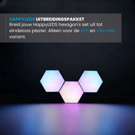 HappyLEDS® Hexagon LED Lights App & Ultimate Uitbreidingspakket RGB