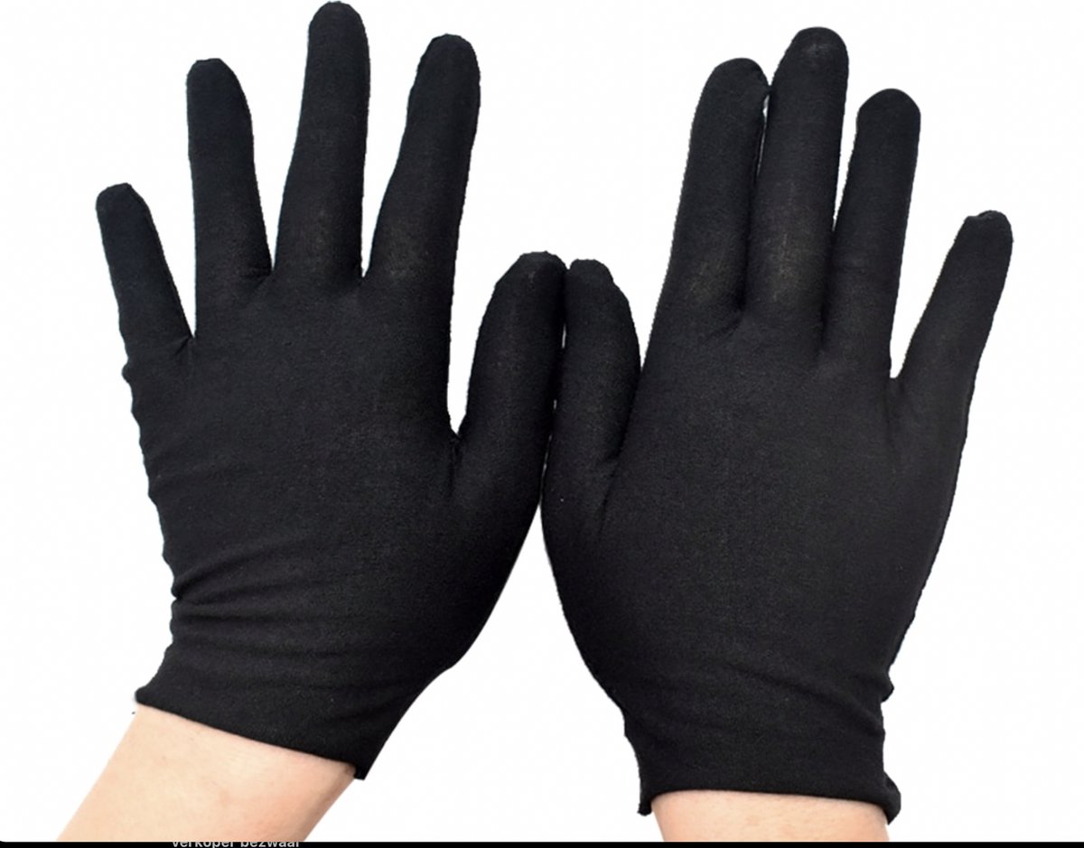 8 Stuks katoenen Handschoen Maat M– 8PCS Black Gloves 4 Pairs Soft Cotton Gloves Coin Jewelry Silver Inspection Gloves Stretchable Lining Glove - Handschoenen 100% katoenen Zwart Maat M